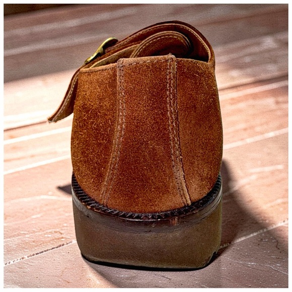 Charles Jourdan Men’s Suede Monk Strap Shoes Cognac Brown Lug Sole Luxury 10.5 main image 11